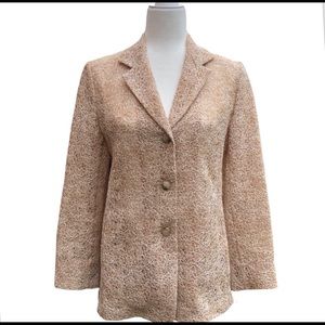Lafayette 148 Twisted Crochet Blazer Jacket | Women’s Sz 4 | Taned | Pockets